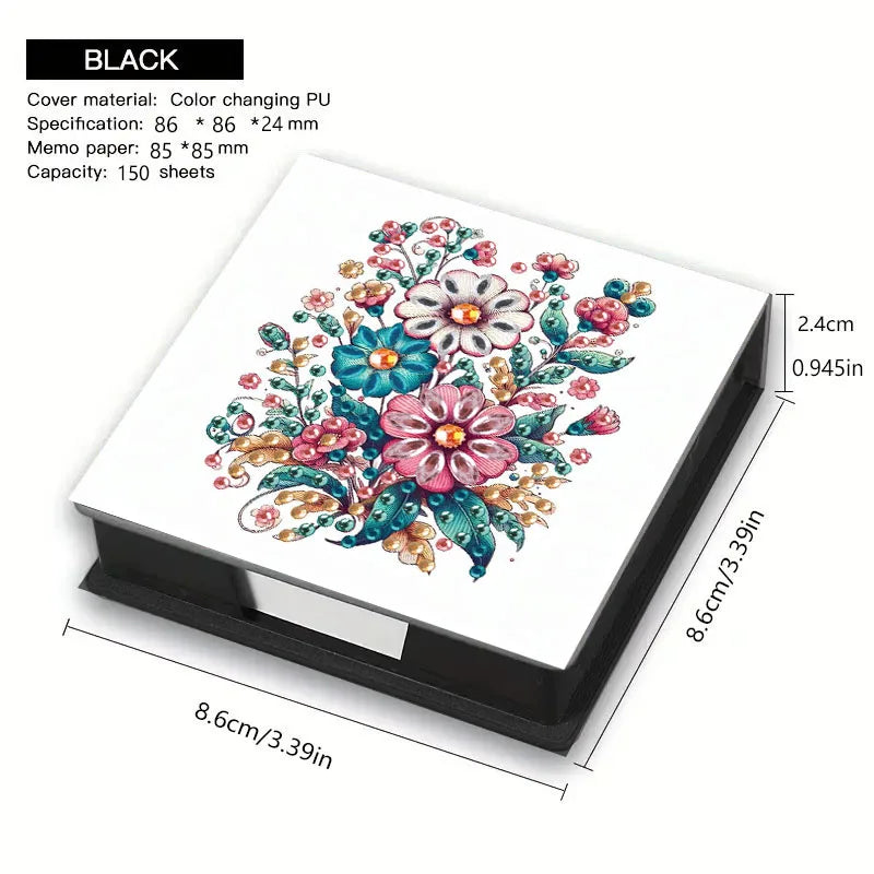1 DIY Diamond Painting Set with dot Diamond flip label Box - Paper material with flower pattern - can hold 150 sheets of pape