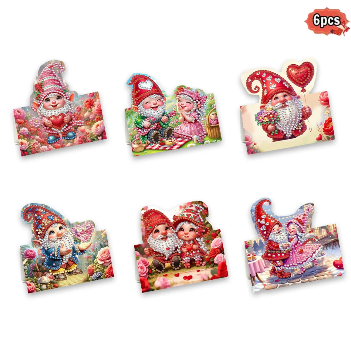 6-piece DIY Diamond Painting Set Birthday Card Set, Bouquet Pattern Design, Water Diamond Painting Art Mosaic