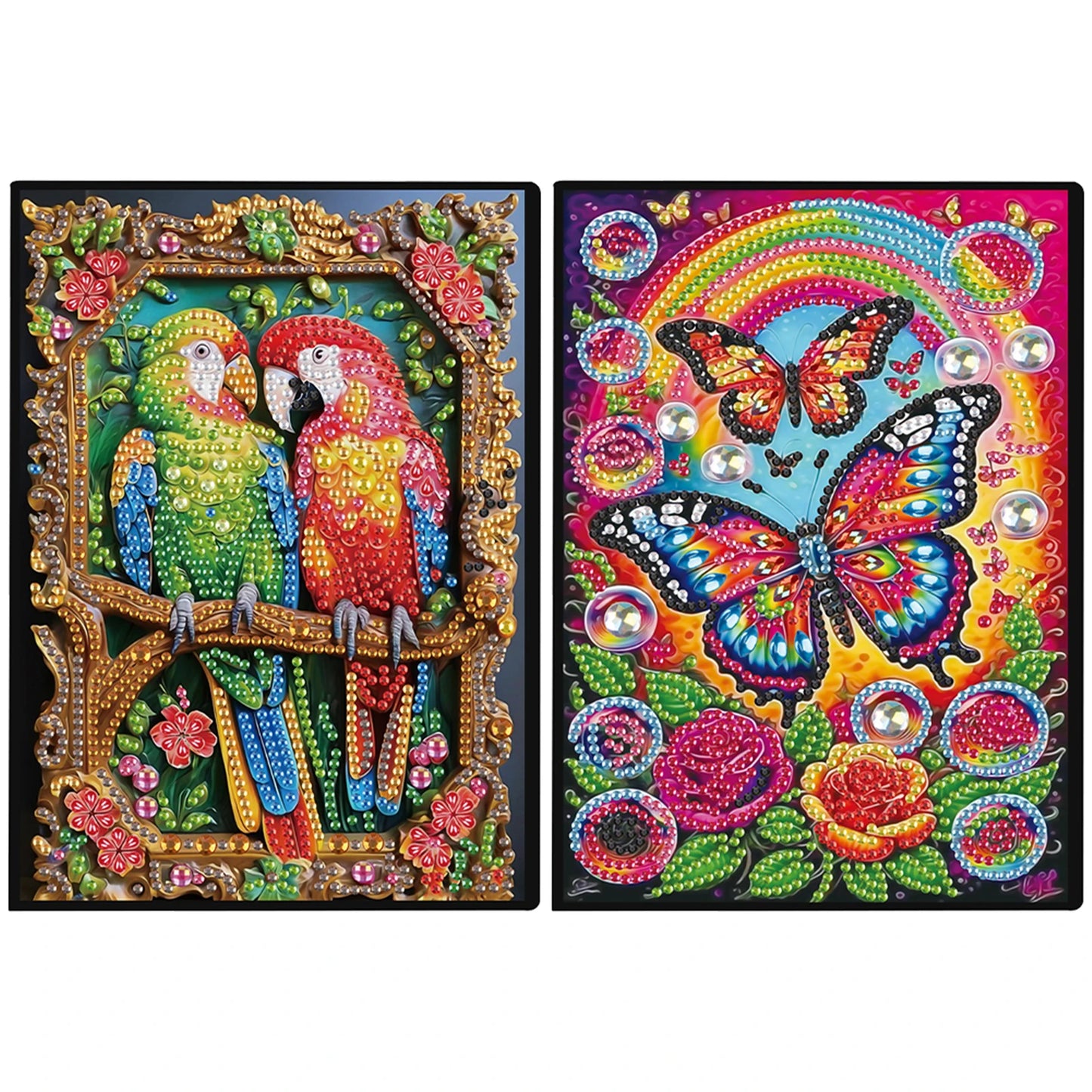 2pcs Partial DIY 50 Pages A5 Diamond Painting Notebook, Special Shaped 5D Crystal Art Painting Sketchbook