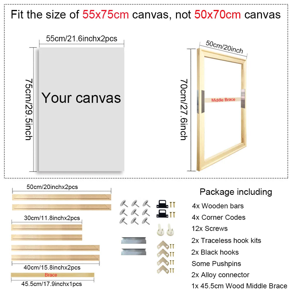 40x60, 50x70, 60x90, 60x120 DIY Wood Frame Kit For Diamond Painting Wall Art