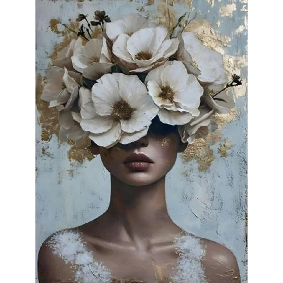 DIY Diamond Painting Beauty Girl Diamond Art Painting Full Square / Round Flower 5D