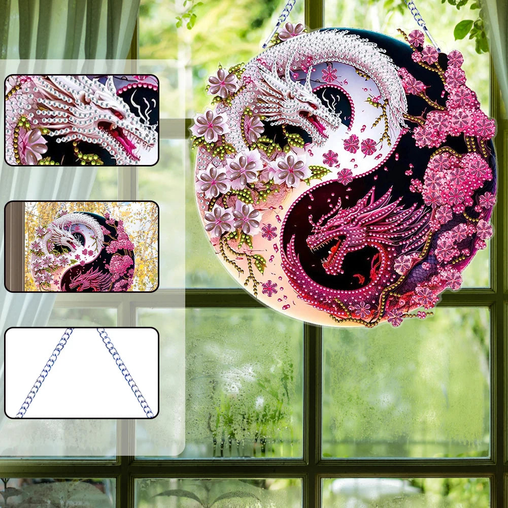 Double Sided Special Shaped Cute Animal Rhinestone Diamond Art Window Pendants, DIY Diamond Painting Hanging Ornament For Adults