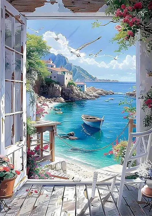 HUACAN Diamond Painting Full Kits Boat Landscape Arts & Crafts Mosaic Sea Nature Square / Round Drill Modern Home Decor
