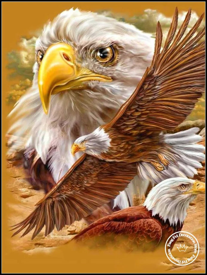 5D DIY Full Drill Eagle Animal Diamond Rhinestone Painting Bald Eagle Cross Stitch Kit Embroidery Picture Mosaic Home Decoration