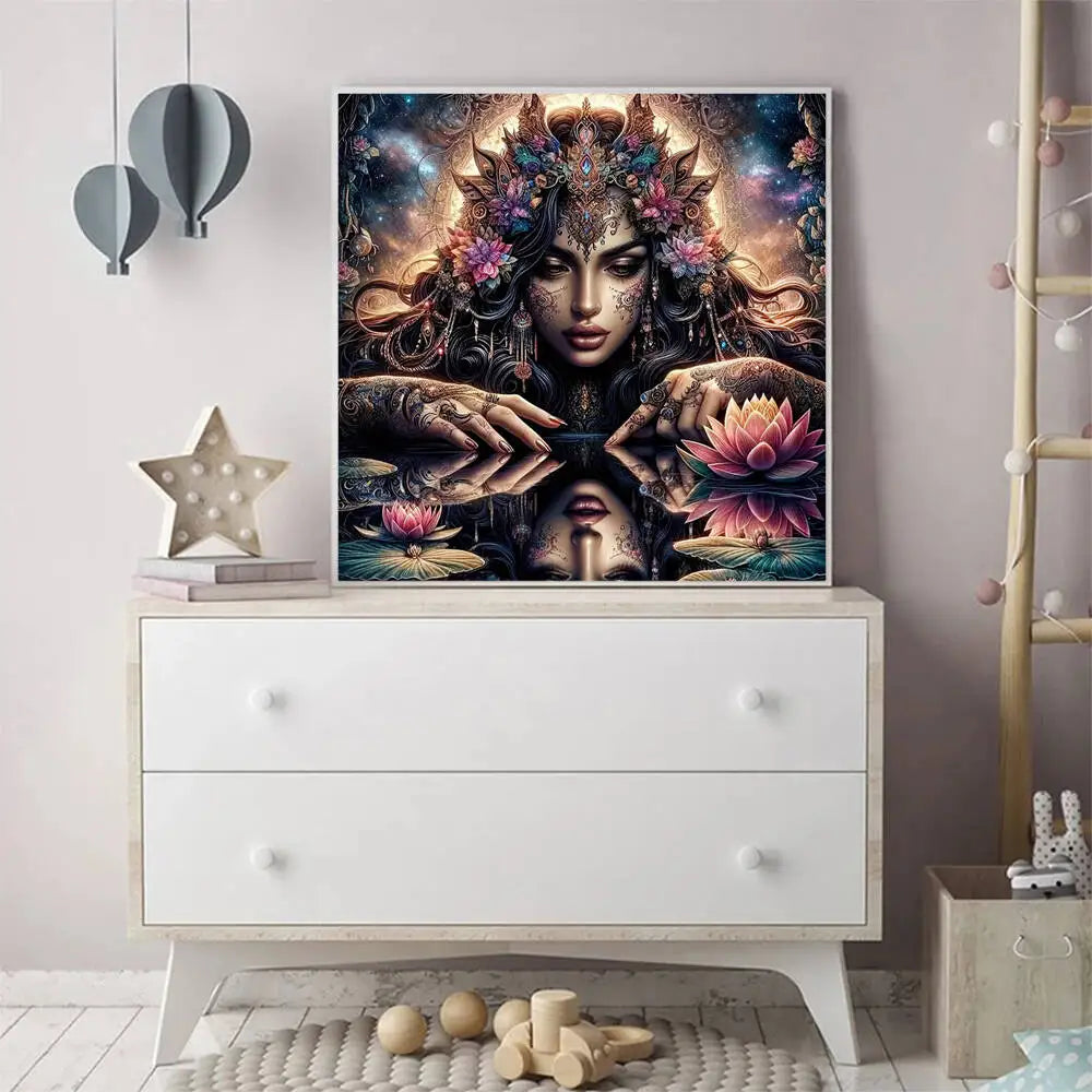 Evershine Woman Lotus Flower Diamond Painting Full Square / Round Drill