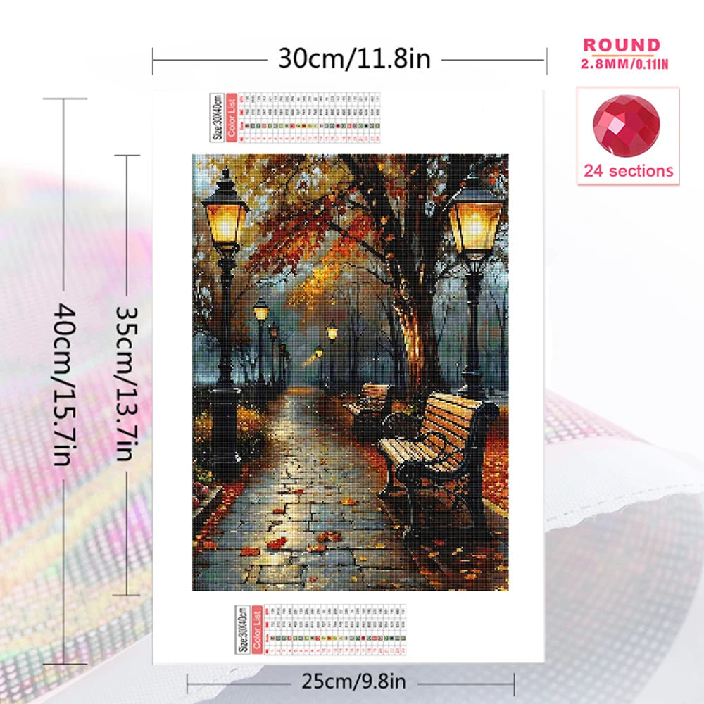Momoart Diamond Painting Street Tree Landscape, DIY Full Square / Round Drill