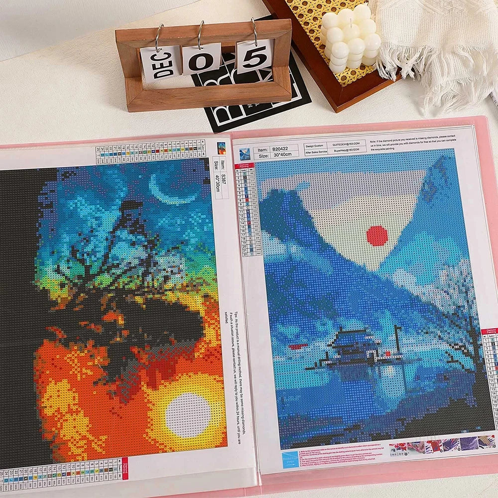 Pink A3 30 Pages Diamond Painting Photo Album Storage Book Portfolio Presentation Clear Pockets Large Folder Stationery