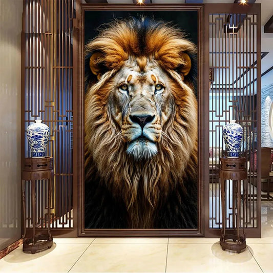 Fullcang Lion King Large Size DIY Diamond Painting Kits Animals Full Square / Round Drill Mosaic Wall Decor