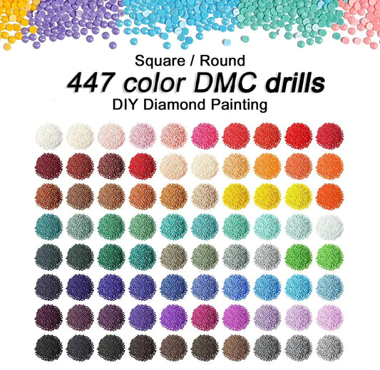 DMC 447 Colors Rhinestone 5D DIY Accessory Arts Full Round / Square Drill