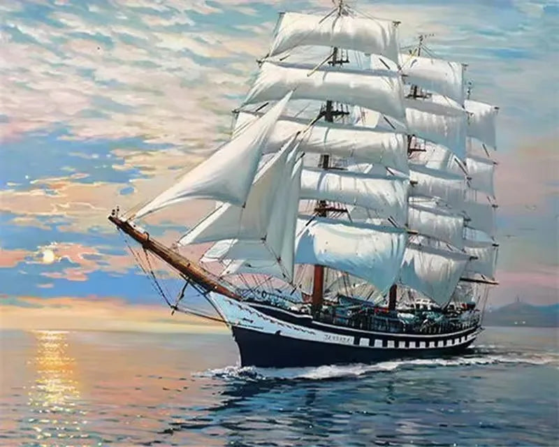 HUACAN 5d DIY Diamond Painting Ships Landscape Sea Scenery Full Square / Round Drills