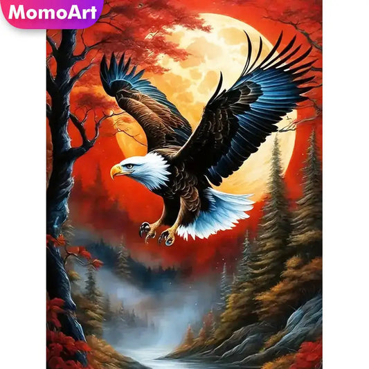 Momoart Diamond Painting Eagle, Tree & Moon, DIY Full Square / Round Drill