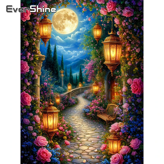 Evershine 5D Diamond Painting Mosaic Street Full Square Flower Craft Kit Painting Landscape Home Decor