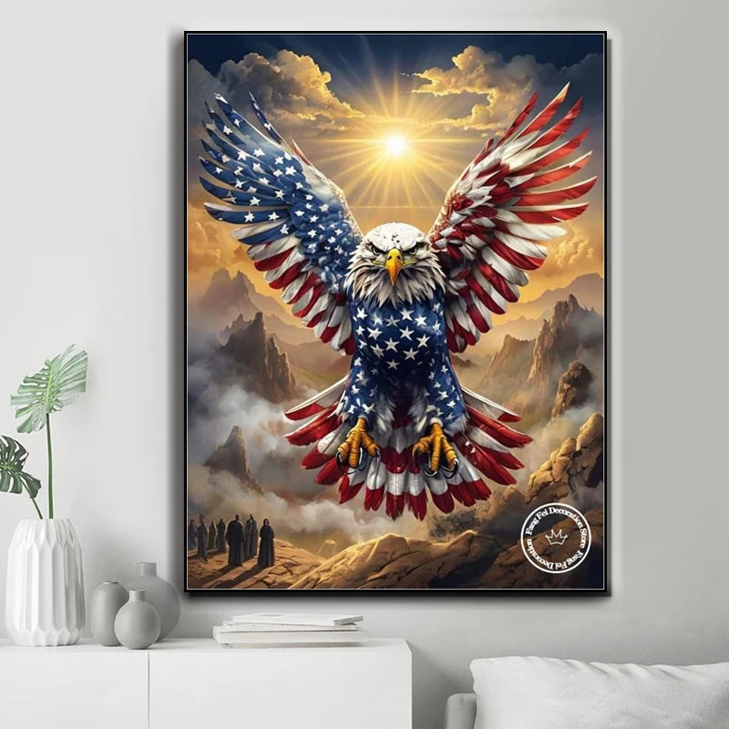 5D DIY Full Drill Eagle Animal Diamond Rhinestone Painting Bald Eagle Cross Stitch Kit Embroidery Picture Mosaic Home Decoration