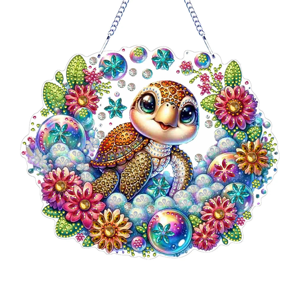 Double Sided Special Shaped Cute Animal Rhinestone Diamond Art Window Pendants, DIY Diamond Painting Hanging Ornament For Adults