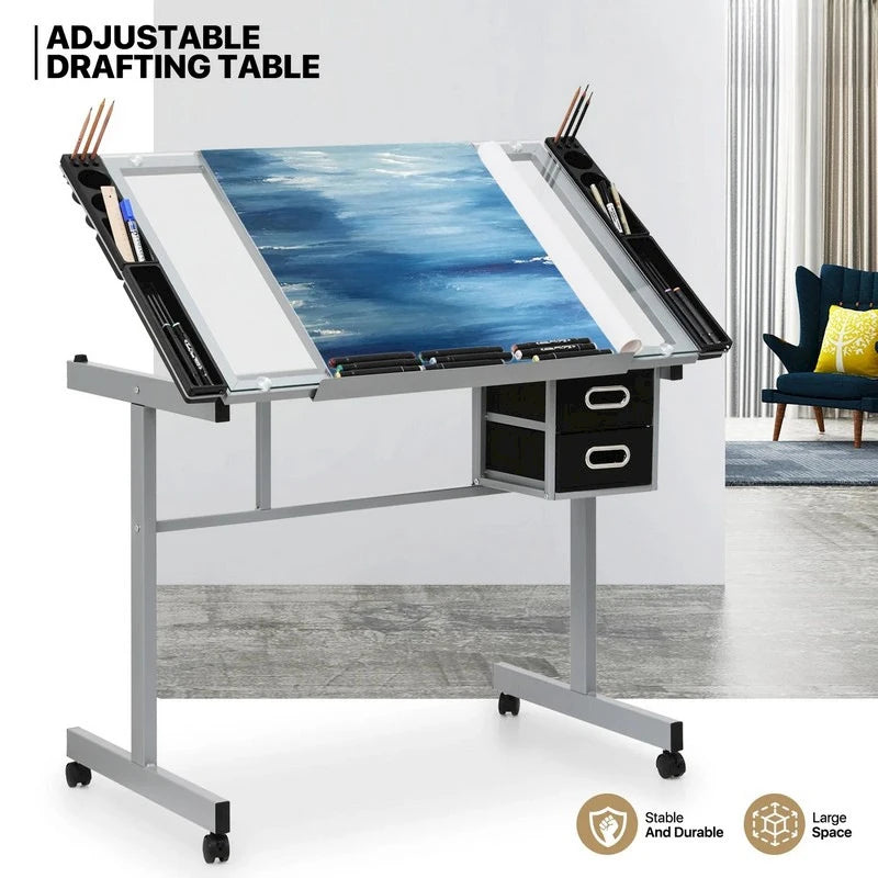 Drafting Table Artist's Desk For Painting, Calligraphy, and Design Height-Adjustable Workstation Multi-Angle Adjustment