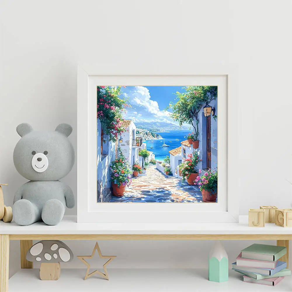 Seaside Diamond Painting Town Landscape DIY Picture Rhinestones Square/Round