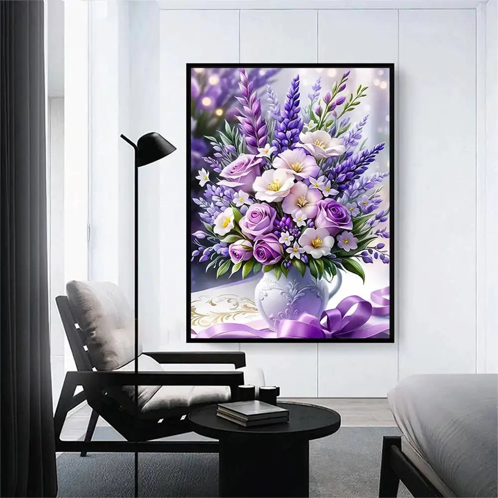 Momoart DIY Full Square / Round Diamond Painting Flower Rose & Vase