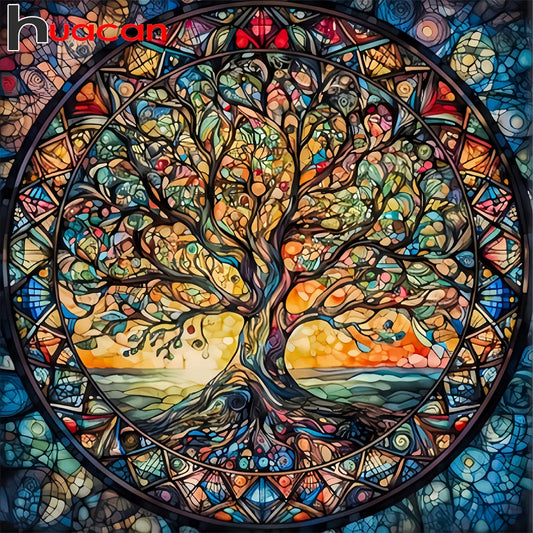 Huacan 5D DIY Diamond Painting Glass Tree Diamond Landscape Full Square / Round Drill