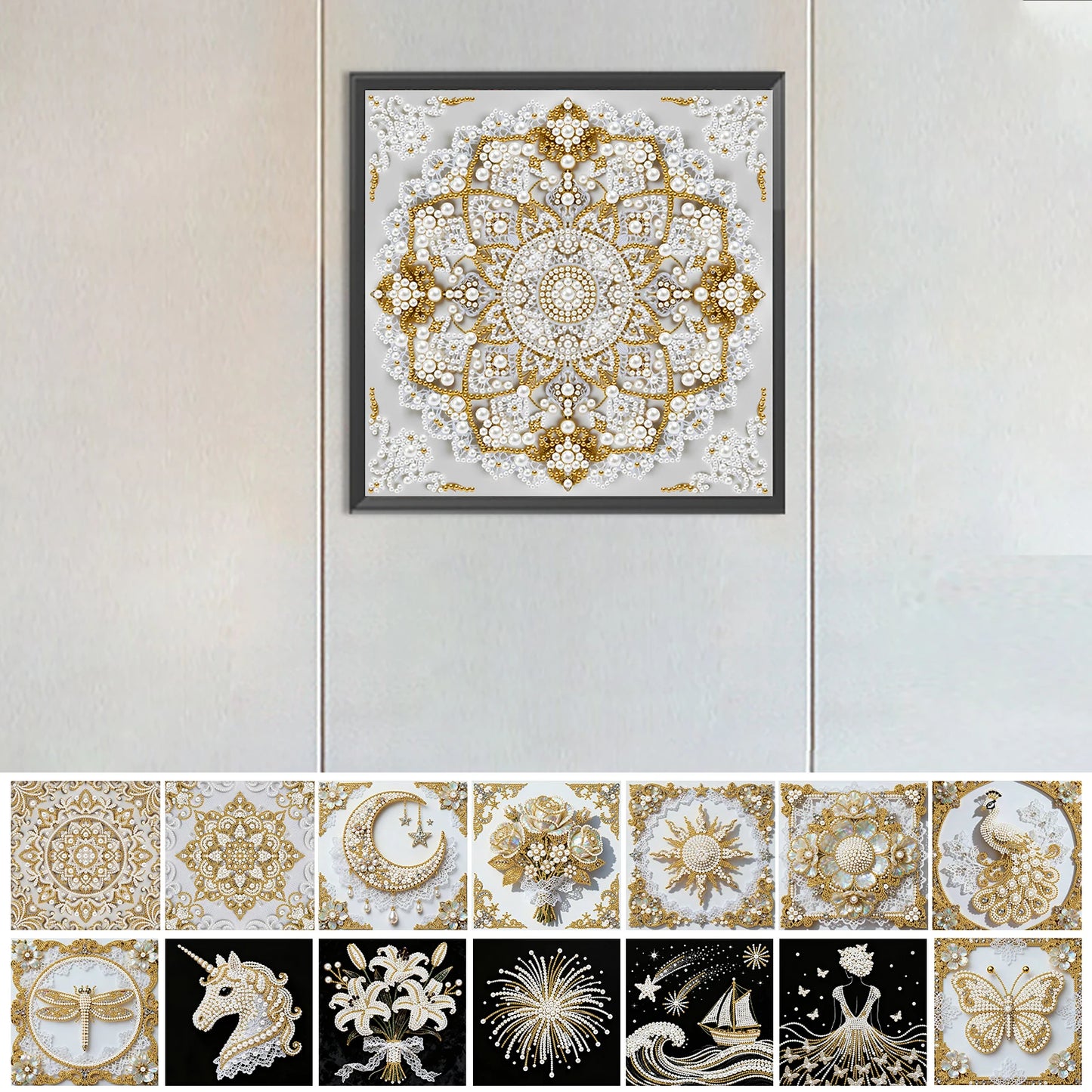 Pearl Painting Kit Pearl Gem Paintings Picture Arts Craft 25x25cm With Frame