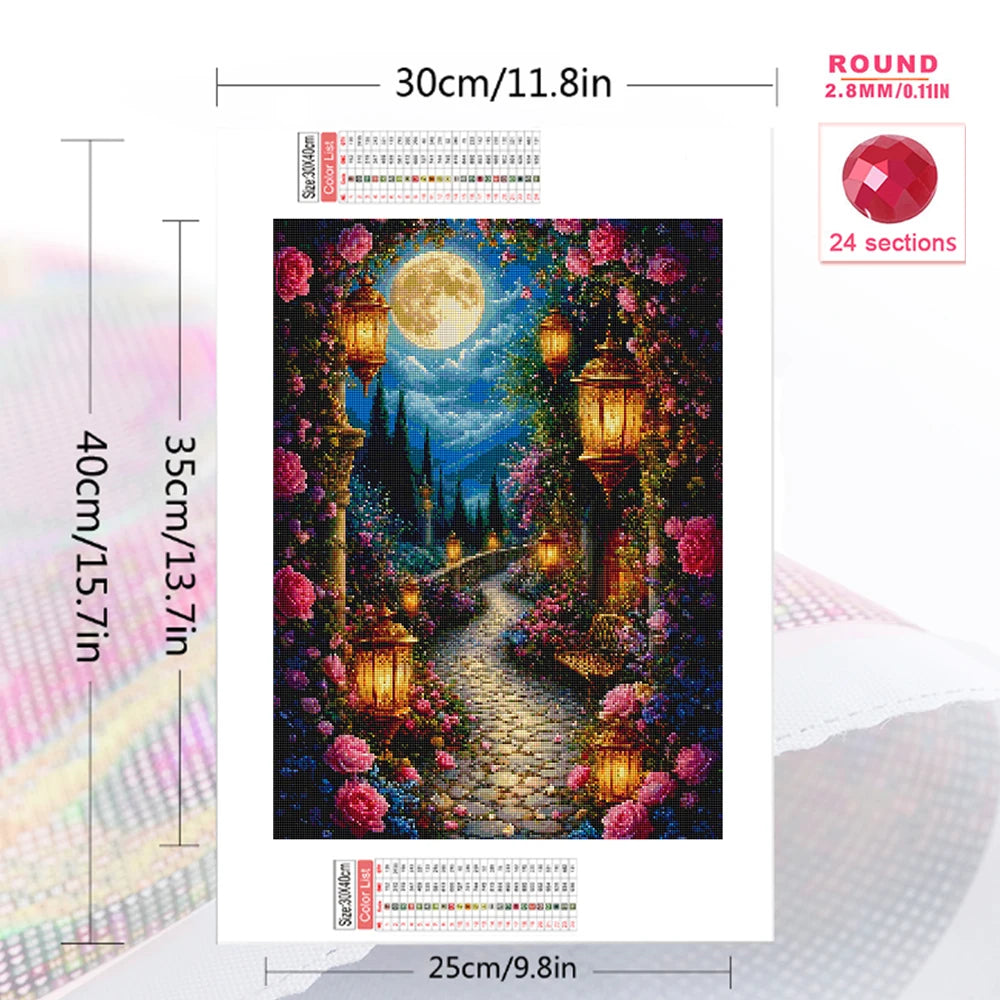 Evershine 5D Diamond Painting Mosaic Street Full Square Flower Craft Kit Painting Landscape Home Decor