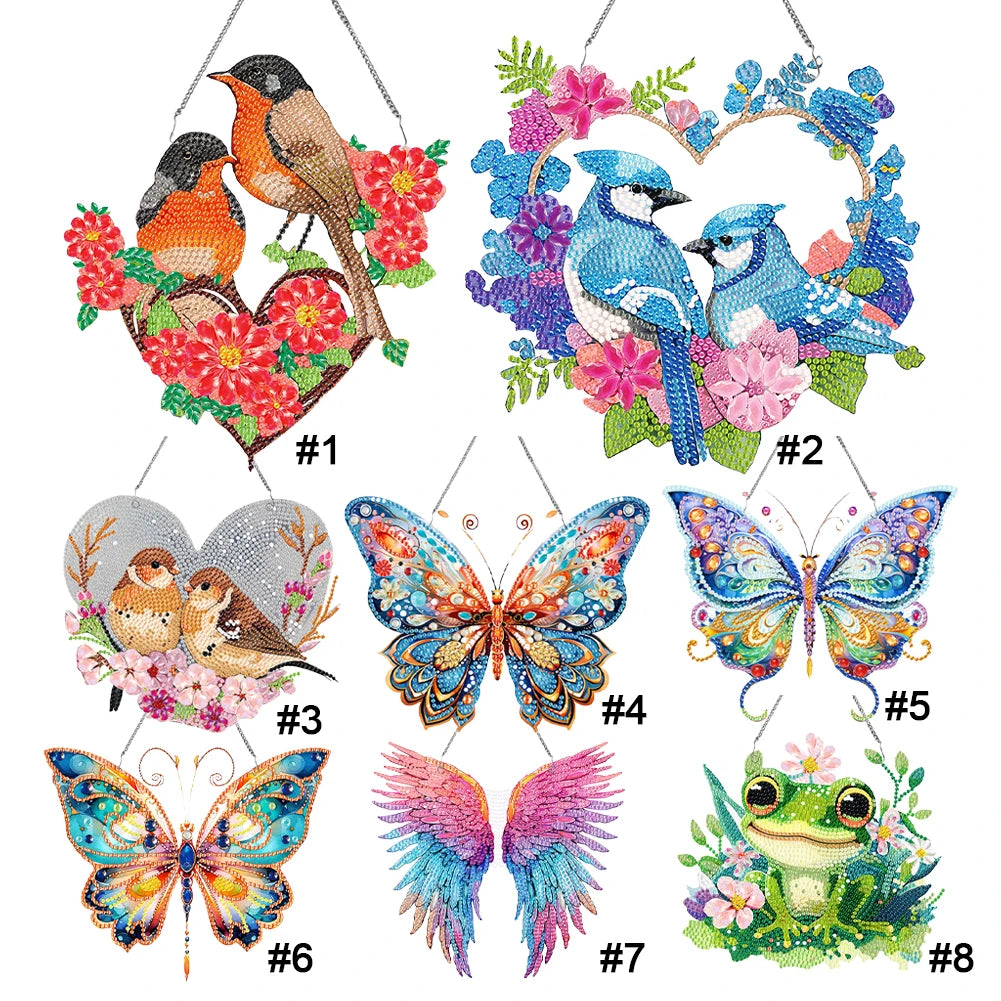 Acrylic Butterfly Single-Sided Diamond Painting Hanging Pendant Diamond Art Hanging Pendant 5D DIY Diamond Painting Dots Pendant