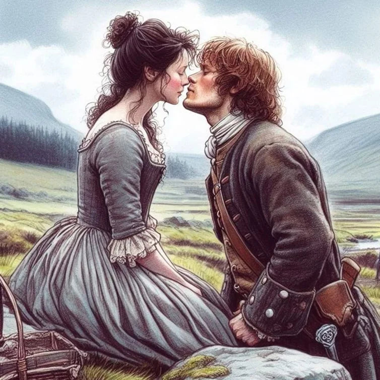 Outlander Diamond Painting Kit Claire Randall, Jamie Fraser Portrait DIY Round Drill