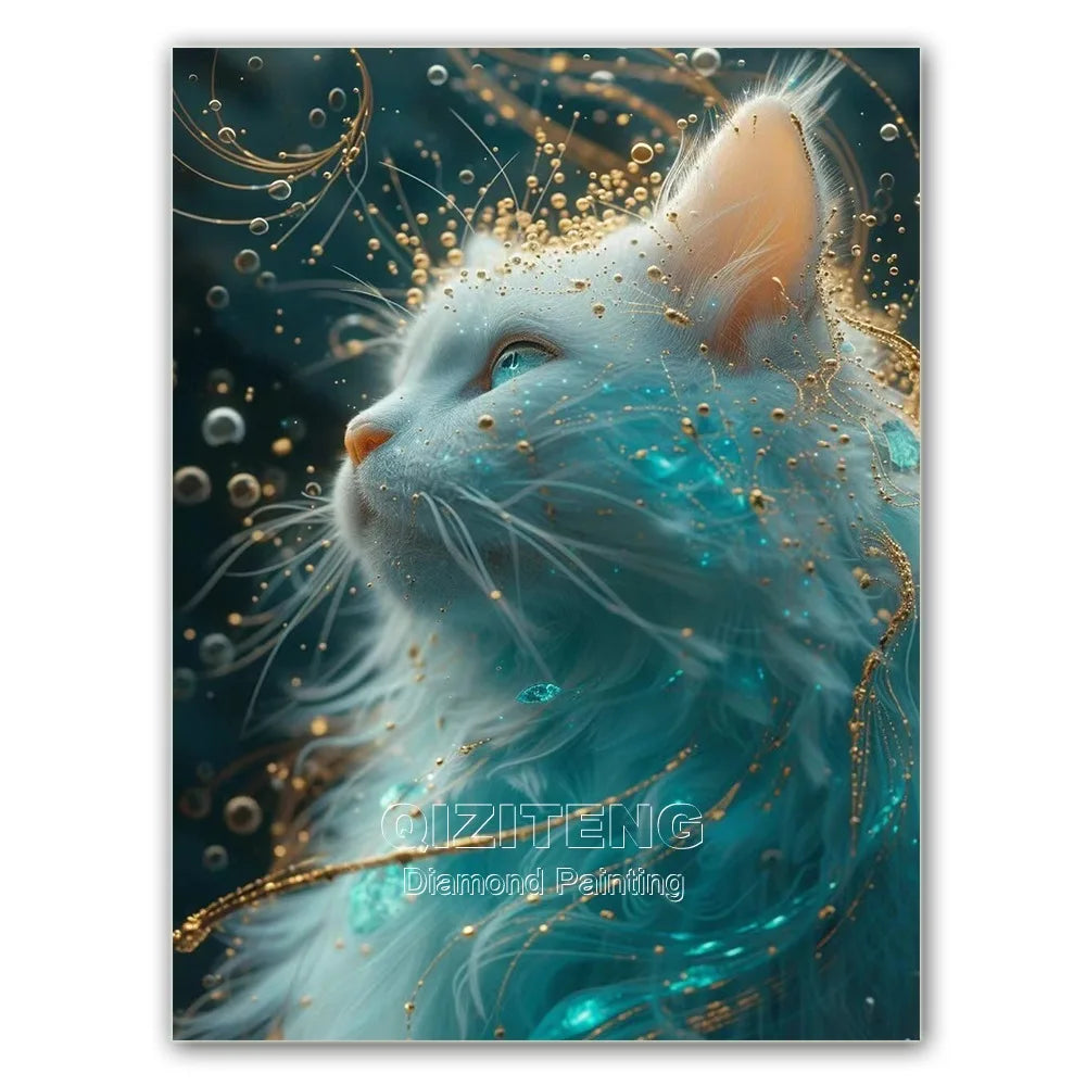 5D Blue Cat DIY Diamond Painting Full Round Mosaic