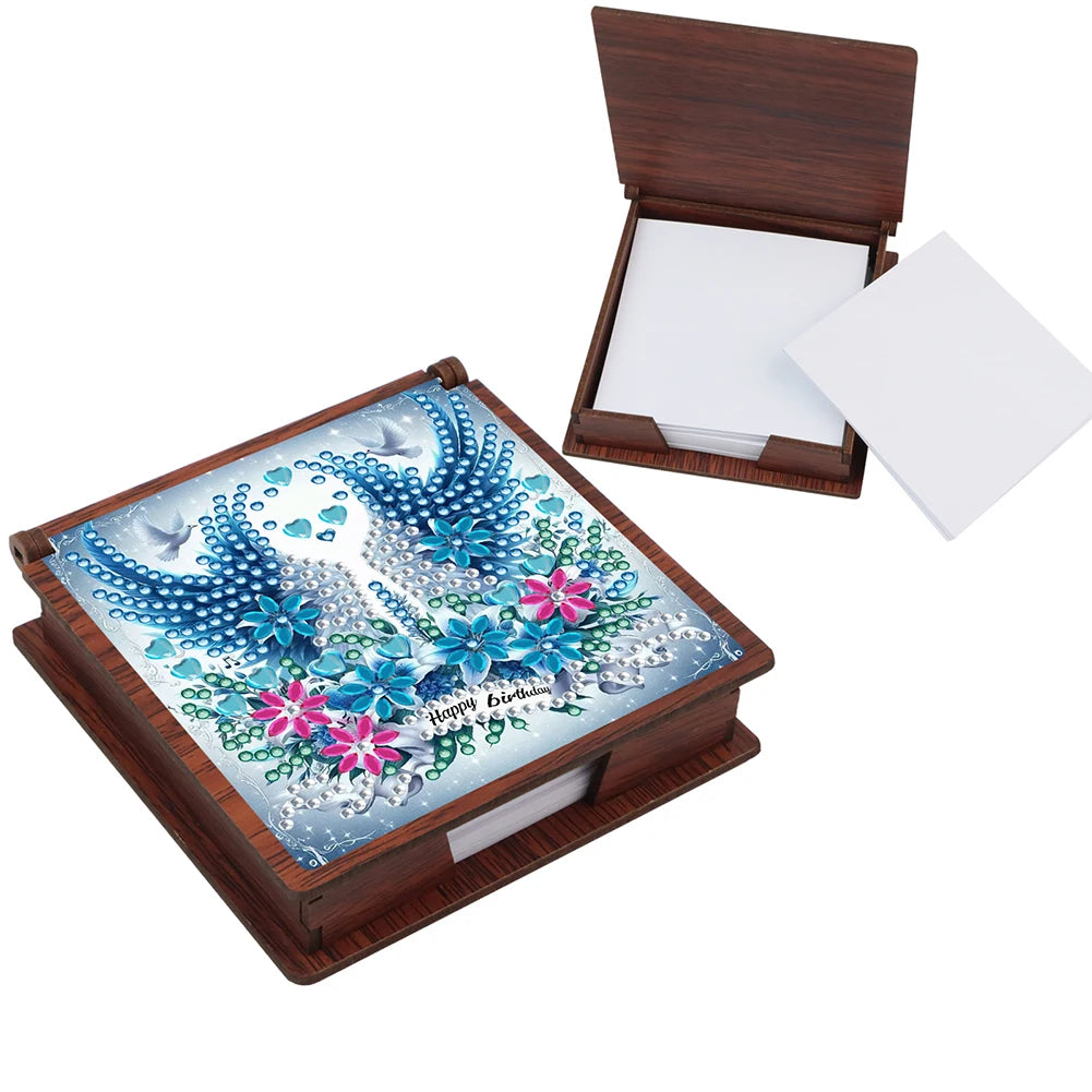 Wooden 5D Diamond Painting Kit Note Box With 160 Sheets Diamond Art Notebook Box For Home/ Office/ School Supplies