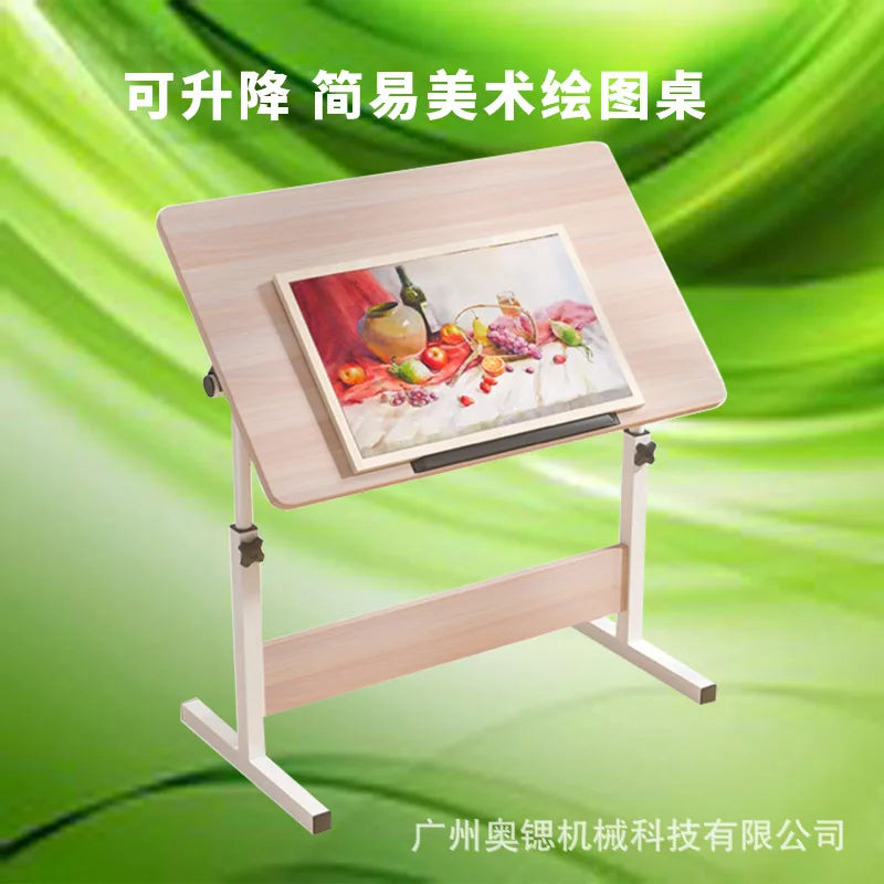 Wooden Lifting Drawing Table Art Classroom Student Drawing Table Tilting Desktop Engineer Drawing Table