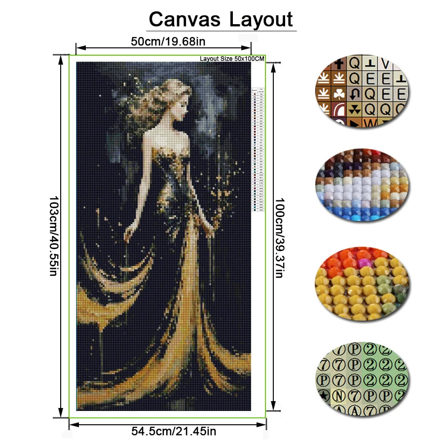Abstract Woman Large Size Diy Diamond Art Painting Kits Goddess Fantasy Full Square Round Drill Mosaic Embroidery Picture