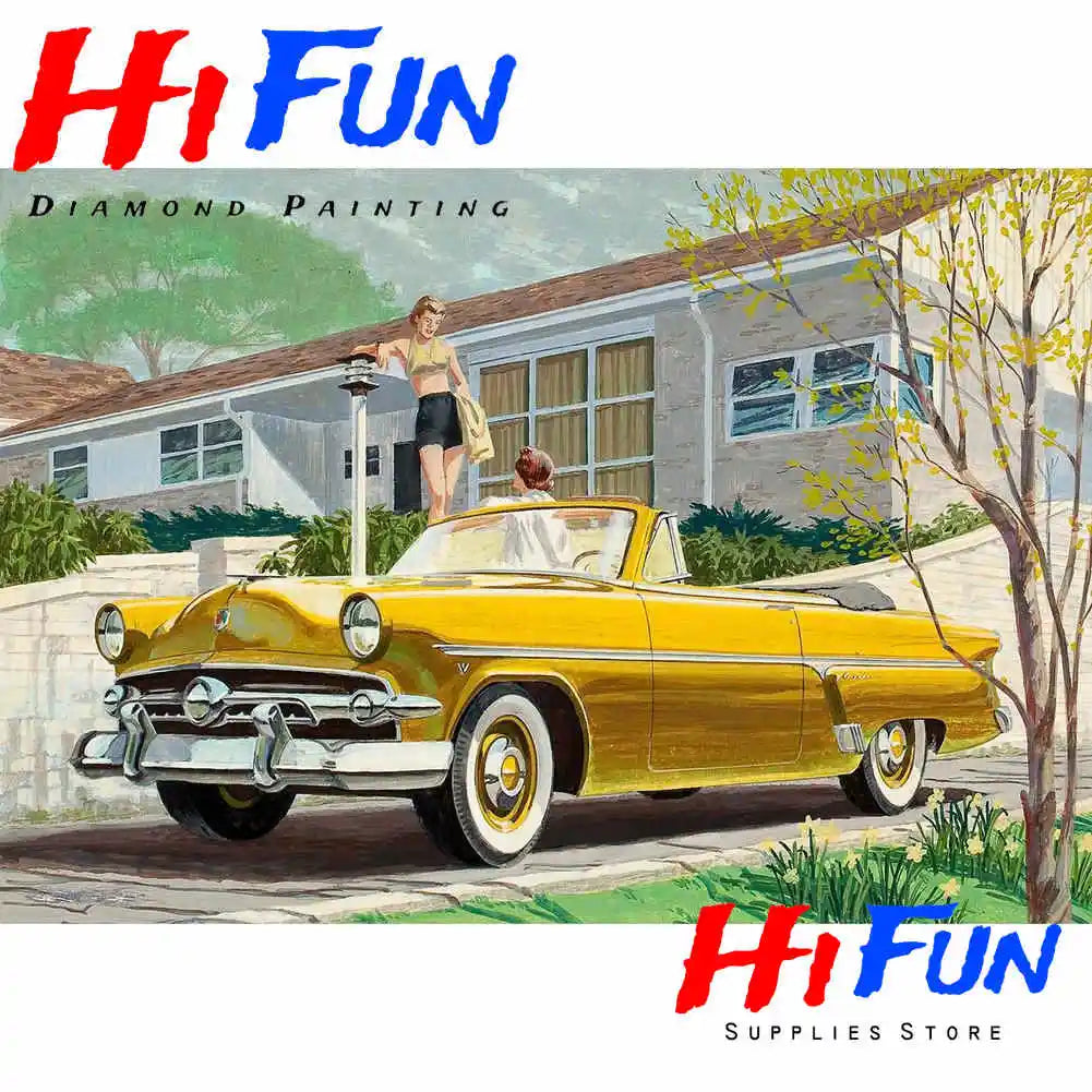 Vintage Classic Cars Diamond Painting, Square / Round Drill Diamond Art Kits, Automotive Art