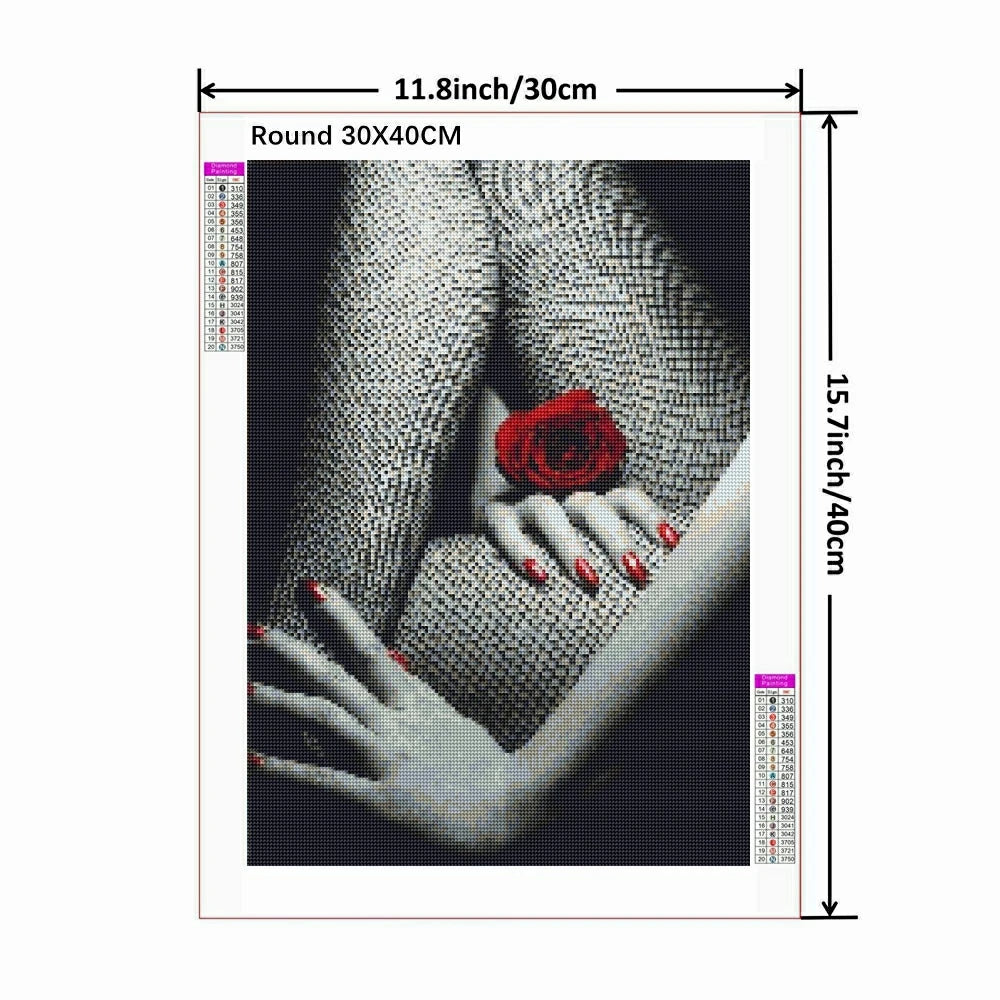 5D Full Diamond Mosaic Woman Embroidery Sale Black Red Diamond Painting Portrait Picture Rhinestones Rose Home Decor