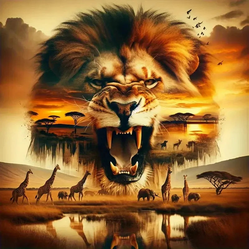 HUACAN Diamond Painting Sunset Elephant Handmade 5D DIY Full Square / Round Drills