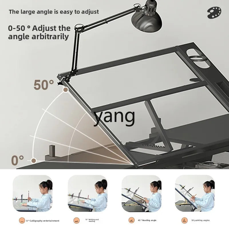 lmm Art Drawing Table Glass Adjustable Height Drawing Drafting Designer Desk
