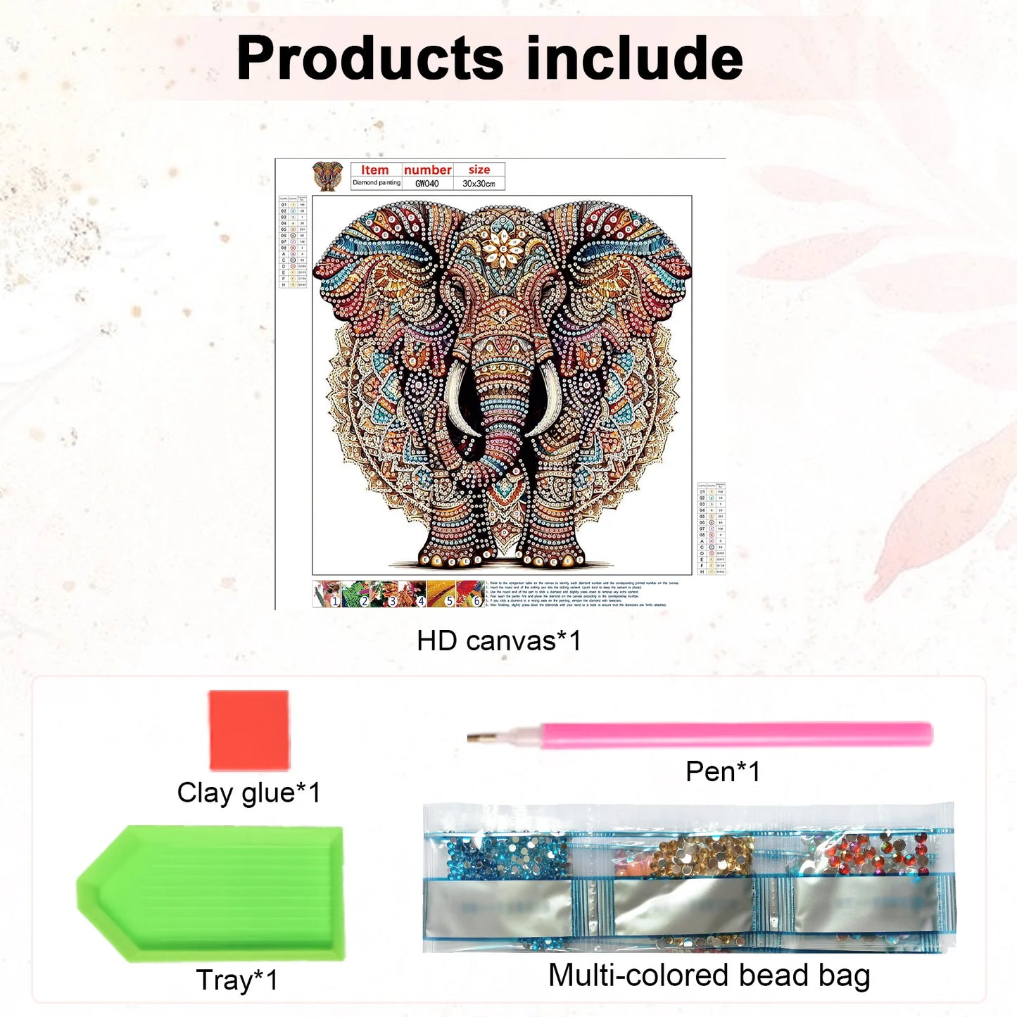 5D DIY Diamond Painting Kit Elephant Pattern Decoration DIY Alien Drill Diamond Mosaic Art Gift Crafts Wall Home Decoration