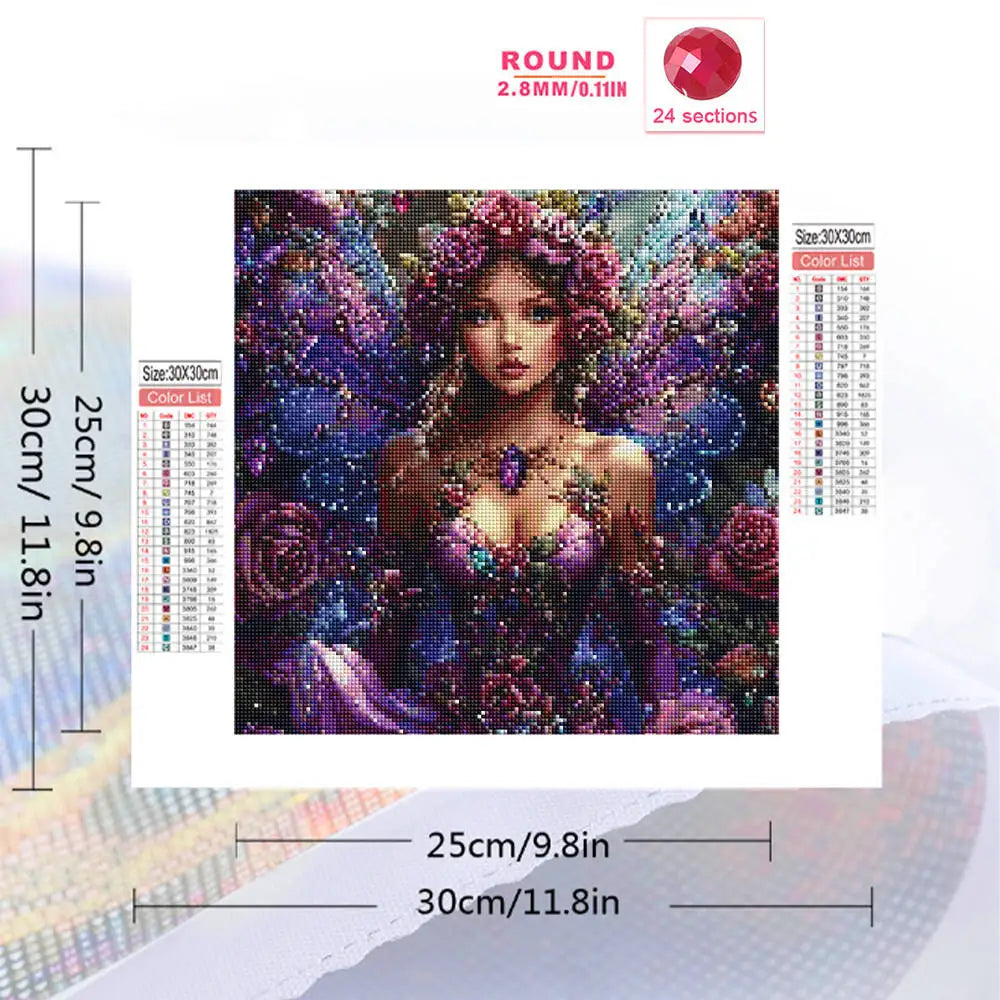 Evershine 5D DIY Diamond Mosaic Woman Portrait Suitable For Beginners, Flower Diamond Painting Butterfly Home Decoration