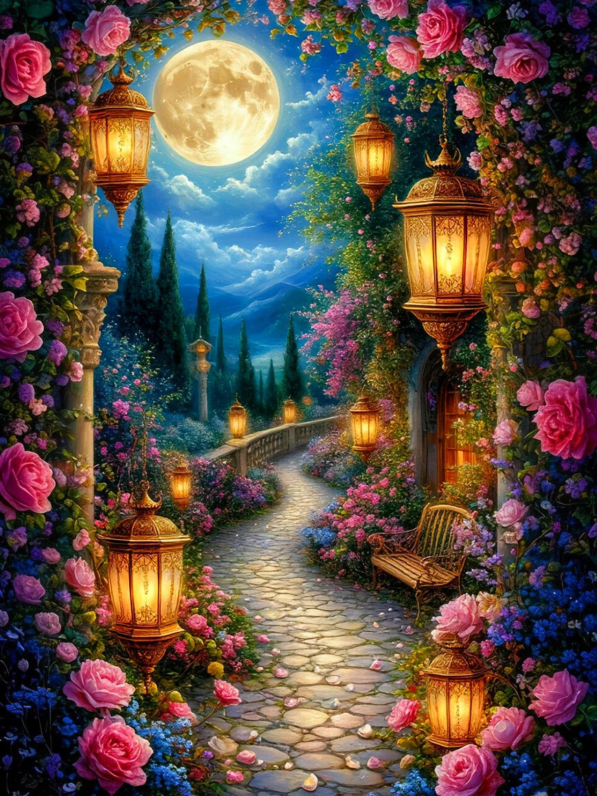 Evershine 5D Diamond Painting Mosaic Street Full Square Flower Craft Kit Painting Landscape Home Decor