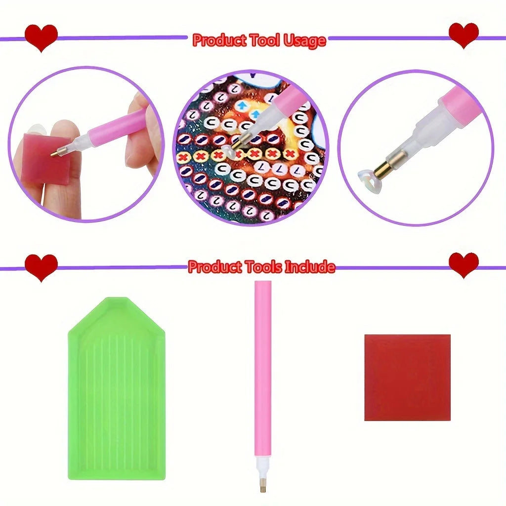 A Diamond Painting Set, A Handcrafted DIY Wooden Vase With Diamond-Encruted Floral Themes, Suitable For Home Decoration