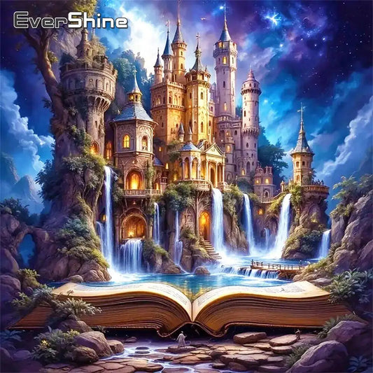 Evershine Full Square/Round Drill Castle Waterfall Book, Wall Art