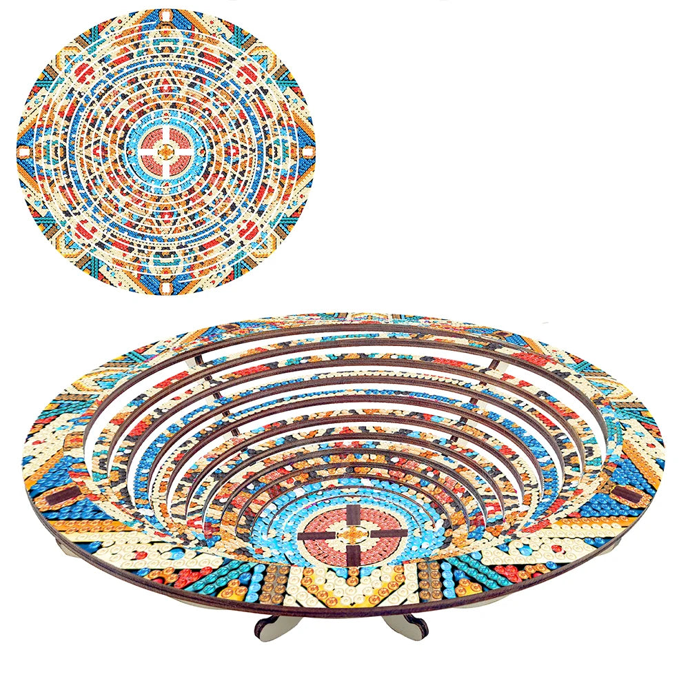 DIY Diamond Art Wooden Serving Tray, Diamond Painted Wooden Dining Plate Decorative For Parties Or Bed Food Tray