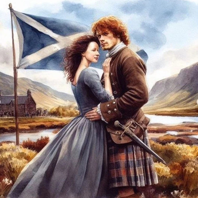 Outlander Diamond Painting Kit Claire Randall, Jamie Fraser Portrait DIY Round Drill