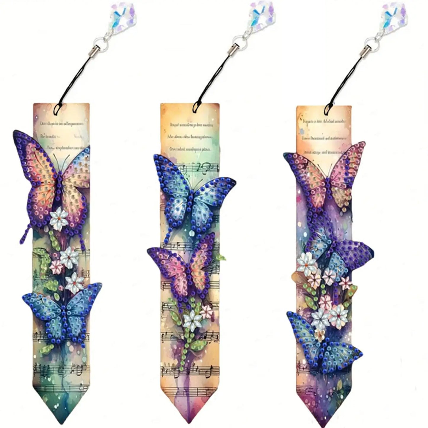3Pcs Animal DIY Diamond Painting Bookmark With Crystal Pendants