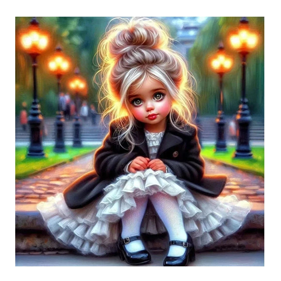 Cute Elf Girl With Big Eyes DIY Diamond Painting Kit Cartoon Full Round Drill