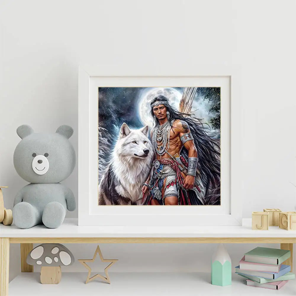 Evershine DIY Diamond Painting Wolf Man Moon Portrait Full Square / Round Drill