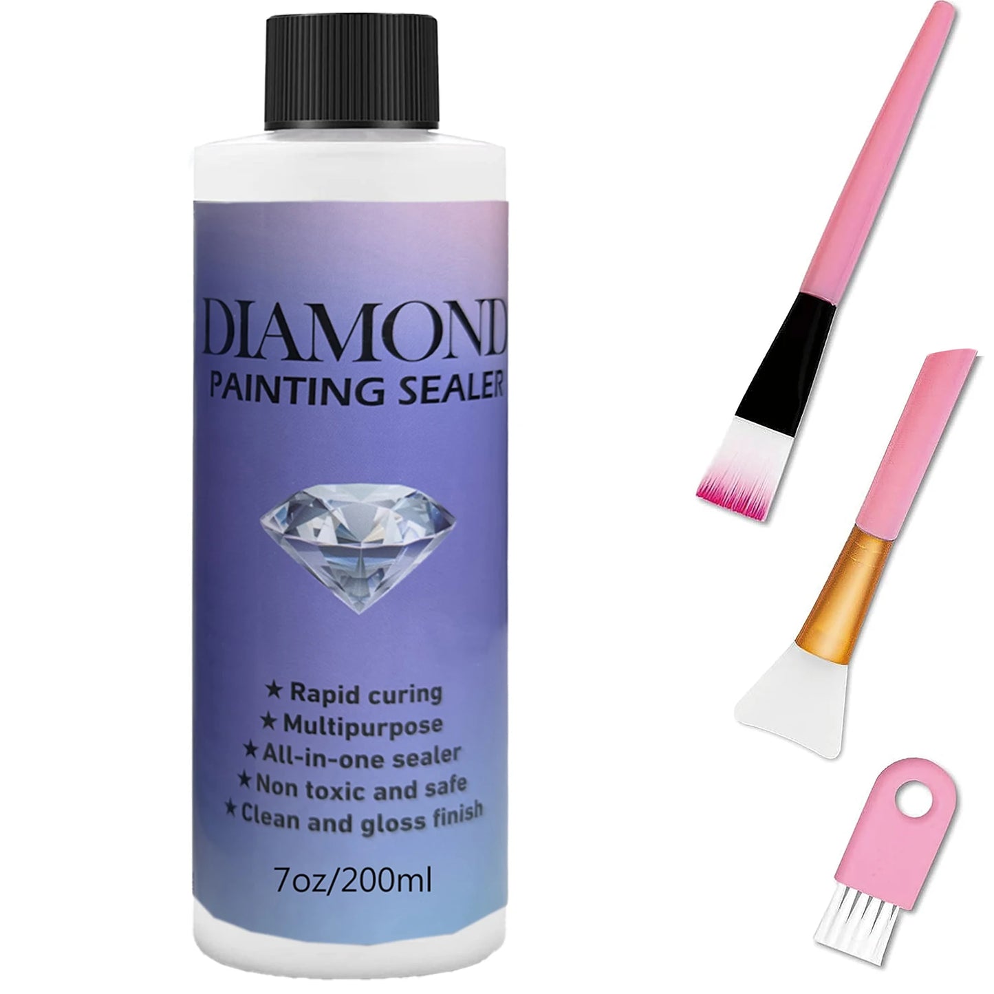 60ML/ 120ML/ 200ML Diamond Painting Sealer With 3 Pcs Brushes Diamond Painting Glue Permanent Hold & Shine