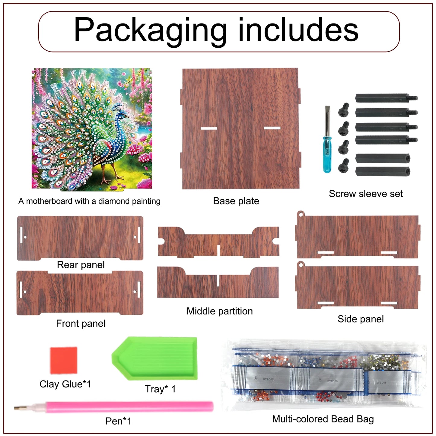 5D DIY Animal Girl Theme 4 Slots Diamond Painting Kit, Wooden Storage Box Diamond Art Jewelry Case, Storage Organizer