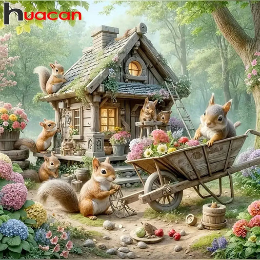 Huacan DIY Diamond Painting Art Craft House Squirrel Landscape Full Round / Square Drill