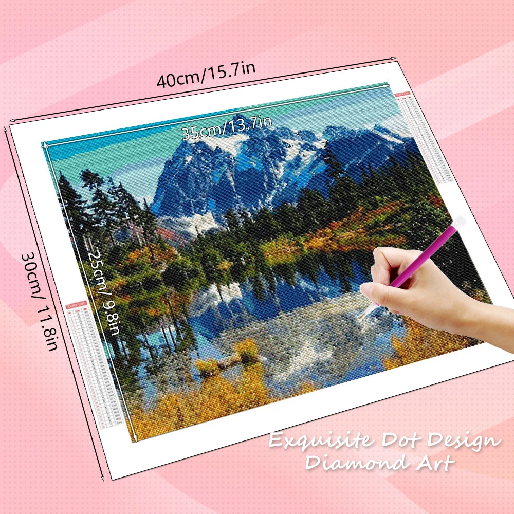 HUACAN Diamond Painting 5d Mountain Lake Landscape Handicrafts Home Decor Mosaic Kits Nature Scenery Full Square Round Drill