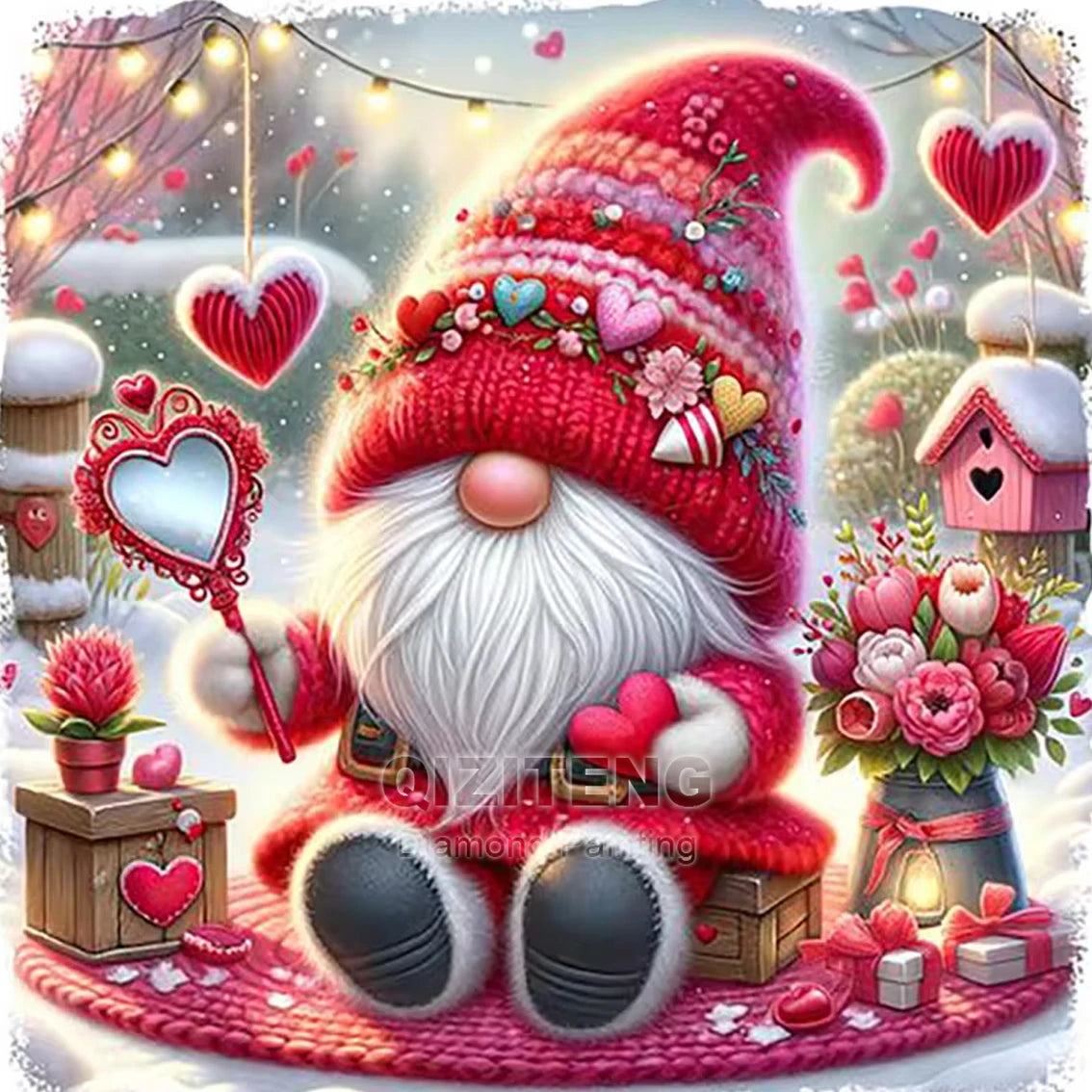 DIY Christmas Diamond Painting Gnome Full Diamond Mosaic Cartoon Elf Cross Stitch Set Art Festival Home Decoration Gift