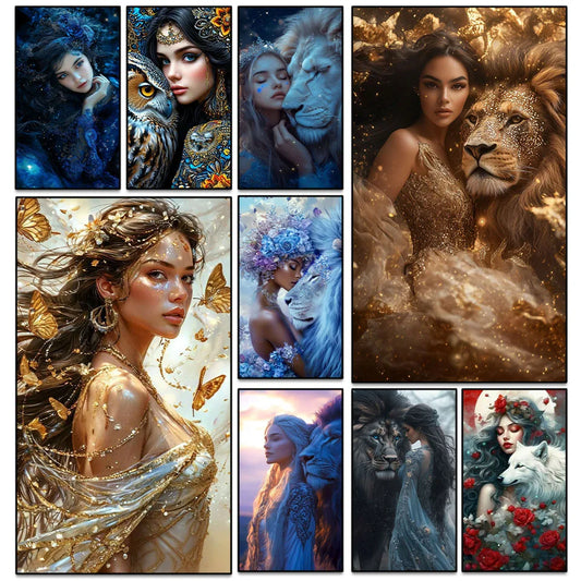 DIY Diamond Painting Beauty And The Beast Diamond Mosaic 5D Square & Round Rhinestone